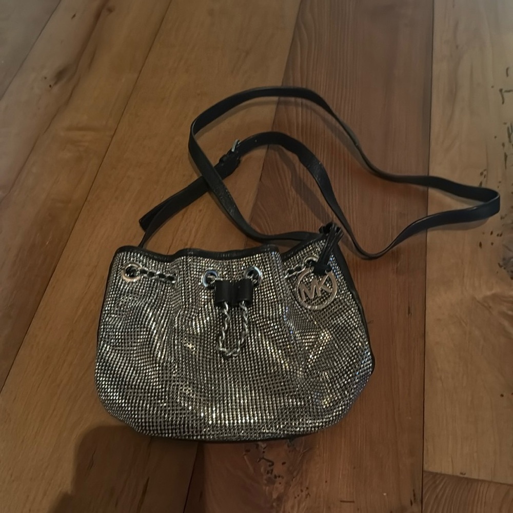 Michael Kors silver metallic crossbody bag